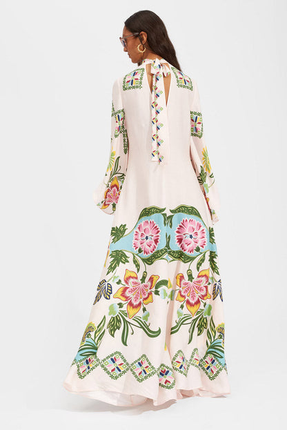 Exquisite Sunshine Floral Print Flowing Maxi Dress